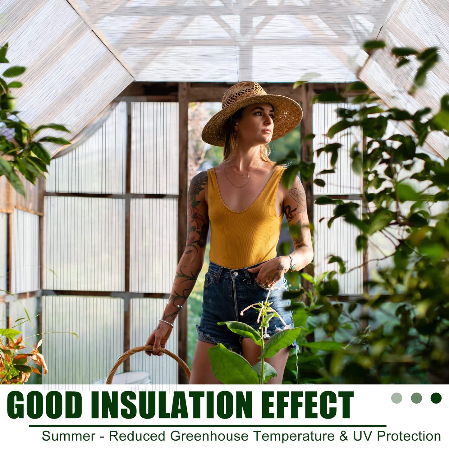 Tatuo 12 Pack 8' X 2' X 0.16'' Polycarbonate Greenhouse Panels Polycarbonate Sheets Twin-Wall Roof Panels Waterproof UV Protected Clear Corrugated Plastic Roofing for Greenhouse Replacement