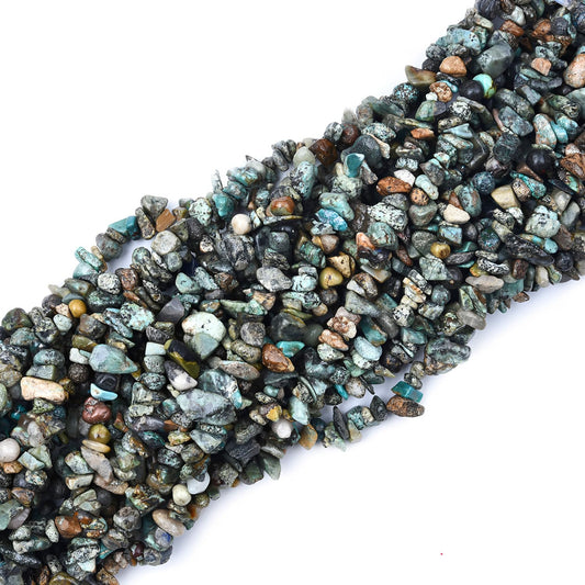 HAAMIIQII 5-8mm Natural African Turquoise Chips Beads Genuine Real Irregular Freeform Chip Loose Gemstone Beads Energy Healing Beads for Jewelry Making Strand 30 Inch