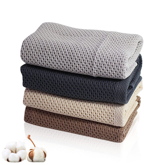 LXMOJITU 4Pack Cotton Gym Towels (13.7" x 27.5"), Yoga Sports Towel with Cool Waffle Pattern, Soft Breathable Absorbent for Neck, Face, Gym, Running, Workout, Kitchen