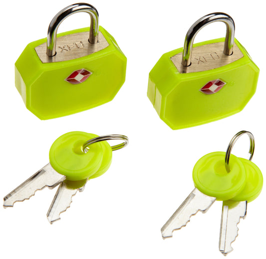 Lewis N. Clark Travel Sentry TSA Lock + Mini Padlock for Luggage Suitcase, Carry On, BackPack, Laptop Bag or Purse - Perfect for Airport, Hotel, And Gym (Includes 4 keys) - 2-Pack, Yellow