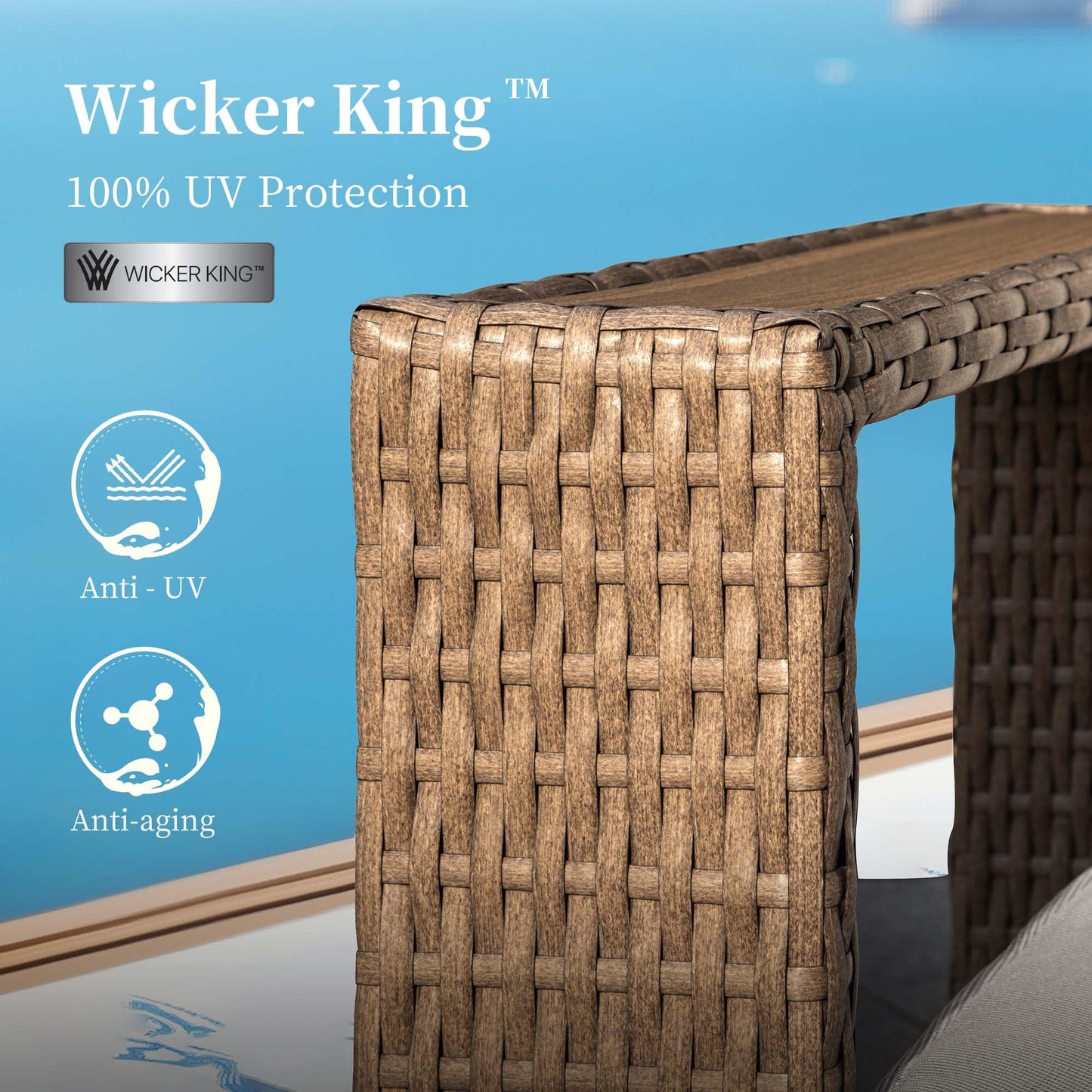 SUNSHINE VALLEY 2 Pieces Patio Furniture Set,Outdoor Rattan Wicker Armchirs and Ottomans with 10''Ultra-Thick Cushions,All Weather Patio Conversation Set for Lawn Garden Backyard,Beige
