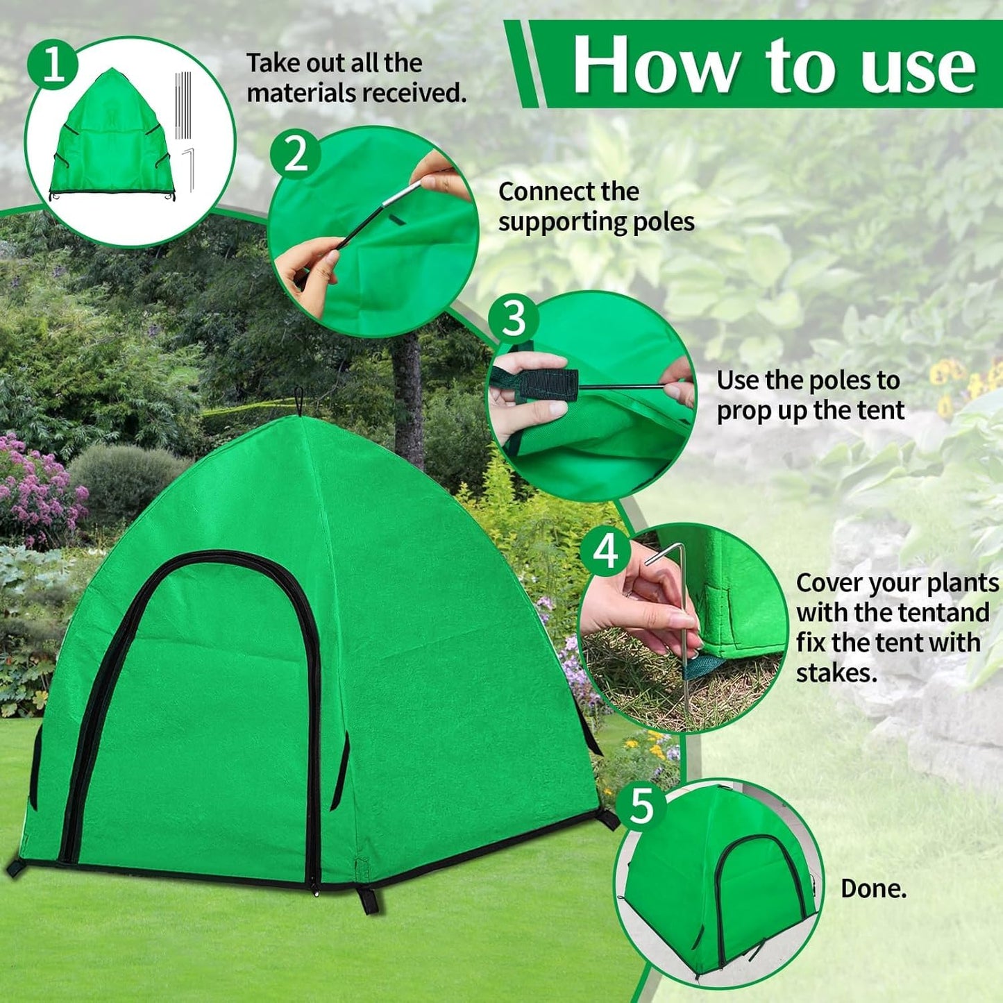 2 Pcs Winter Large Plant Covers Freeze Protection with 8 Stakes, 24.4 x24.4 x22.4inch Warm Plant Protection Tent Foldable with Zipper Door, Plant Snow Ice Covers Protecting Fruit Tree Potted Plants