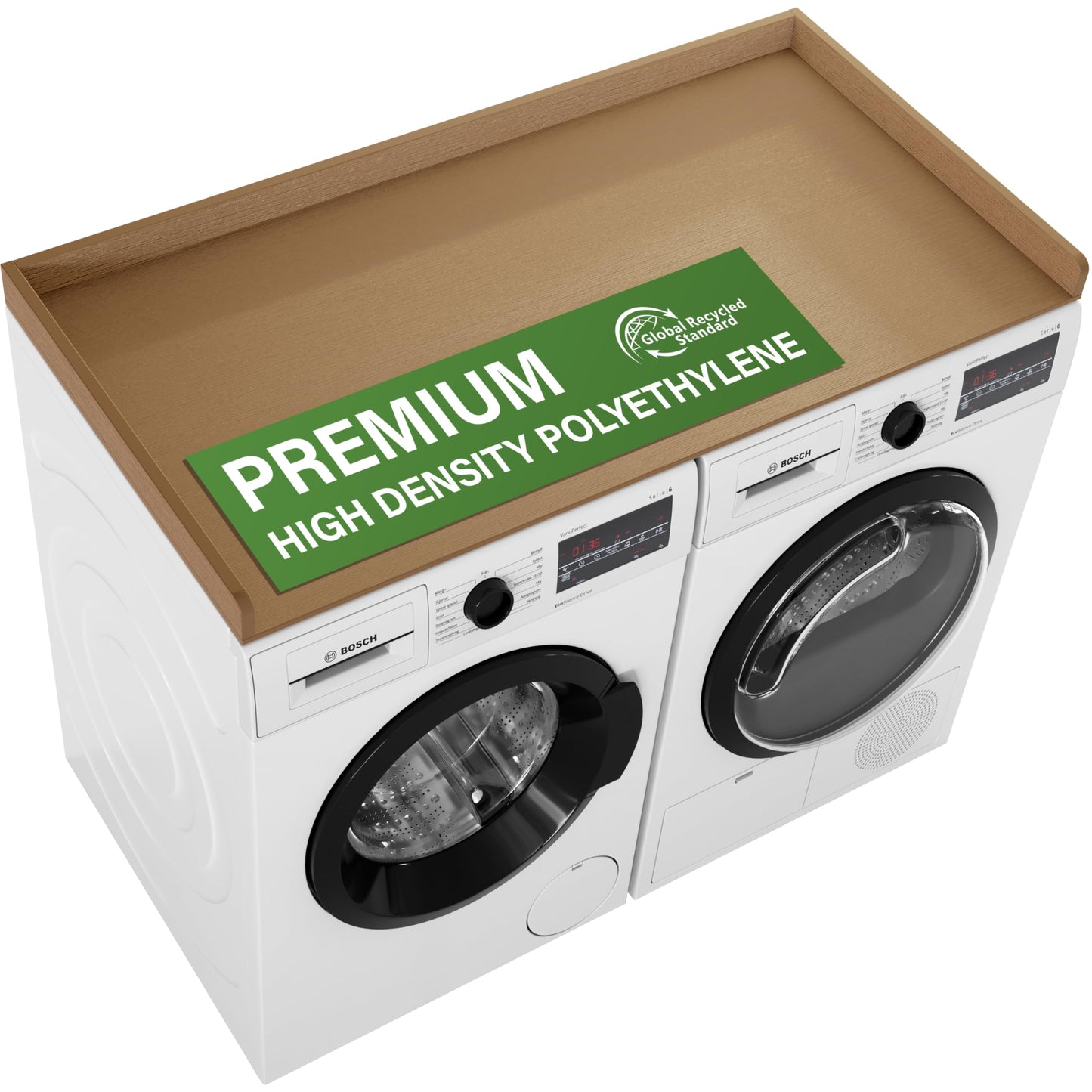 Washer Dryer Topper 54"x27.5" – Premium HD Polymer Laundry Countertop, Waterproof and Durable Washer Dryer Countertop with Raised Edges for Folding Clothes, Sorting Laundry, and Extra Storage