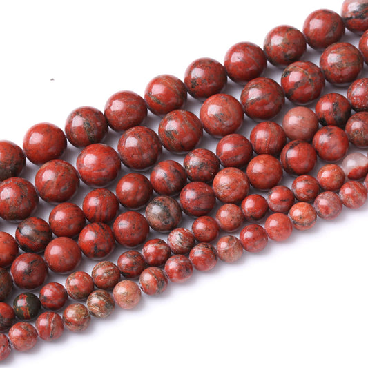 10MM Sesame Red Round Loose Beads Natural Gem Beads Crystal Energy Stone Beads for Jewelry Making DIY Bracelet Necklace