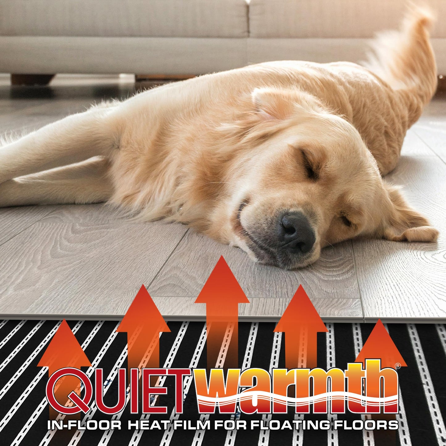QuietWarmth Float QWARMKITFF Radiant Floor Heating Starter Kit Mat w/Programmable Thermostat for Laminate, Wood, Luxury Vinyl Floating Flooring- Cuttable Mat Size 3’x10' 120Volt (Covers 30sf)