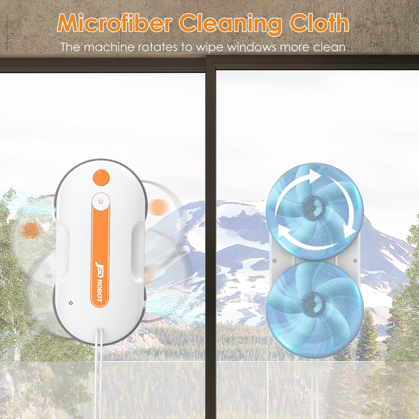 JSDROBOT Lite Window Cleaning Robot,5300Pa Window Cleaner Robot with Pressured Wiping Dual Water Spray Close to The Border Wipe Edge Detection Intelligent Path Plan