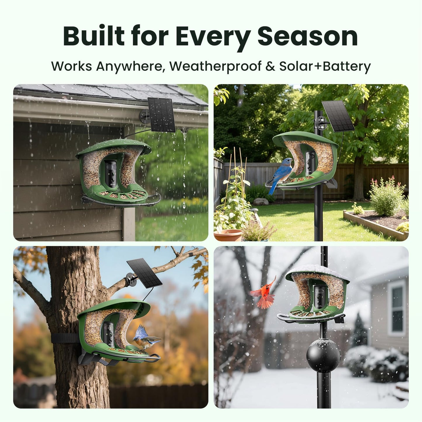 Birdfy 2 Smart Bird Feeder with Camera, AI Identifies Bird Species, Dual-Lens 2K Camera for Live Streaming & Close-Up Photos, Solar-Powered Backyard Birdwatching Gift