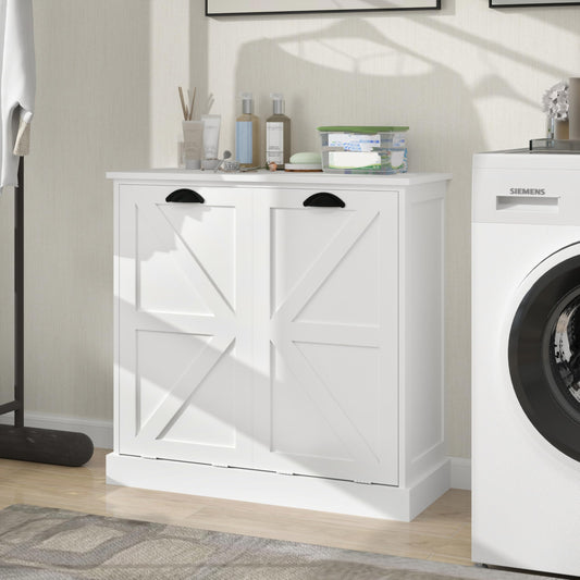 agnixnaf Laundry Sorter Cabinet, Two-Compartment Tilt-Out, White Storage Cabinet, for Small Bothroom