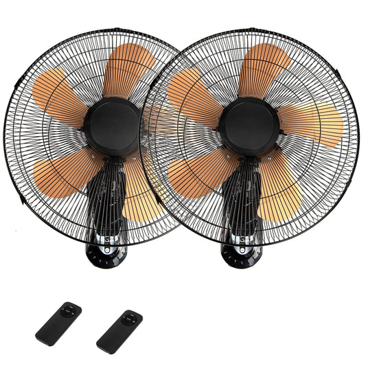 20 Inch Wall Mount Fan with Remote 2 Pack, 3-speed Wall Oscillating Fan with 5 Blades, Adjustable Tilt and Timing, High Velocity Wall Mounted Fans for Bedroom, Gym, Office, Warehouse, Garage