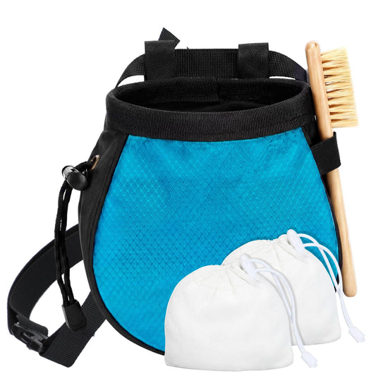 Shappy 4 Pcs Climbing Chalk Bag Set Includes Chalk Bag, Brush and Ball Pouch with Adjustable Belt Waterproof Rock Equipment for Climbing, Gymnastics, Weight Lifting, Bouldering and More