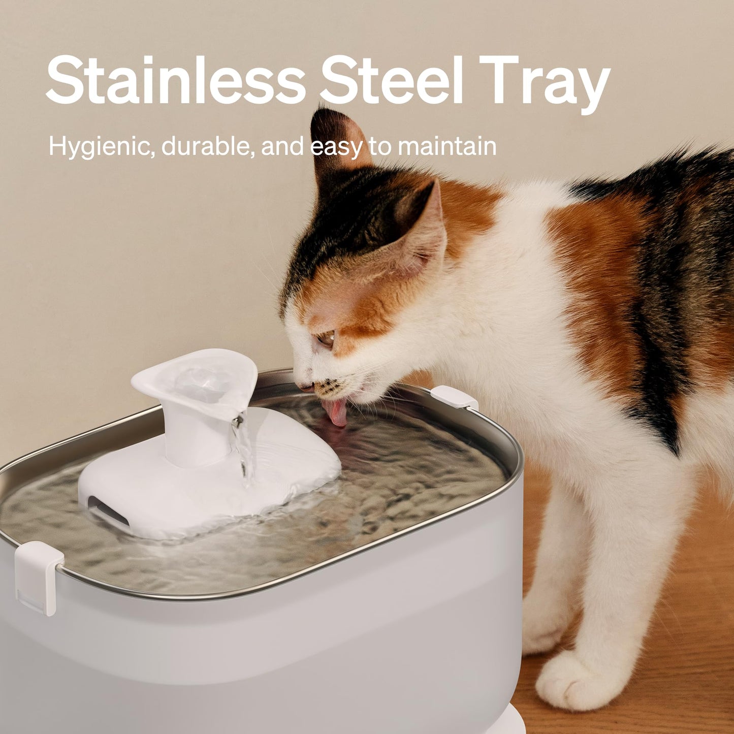 PETLIBRO Cat Water Fountain Stainless Steel Tray, Wireless Pump Cat Fountain, Ultra Quiet Pet Water Fountain, 2.5L Automatic Water Dispenser for Cats, Dual Flow Cat Water Dispenser Easy to Clean