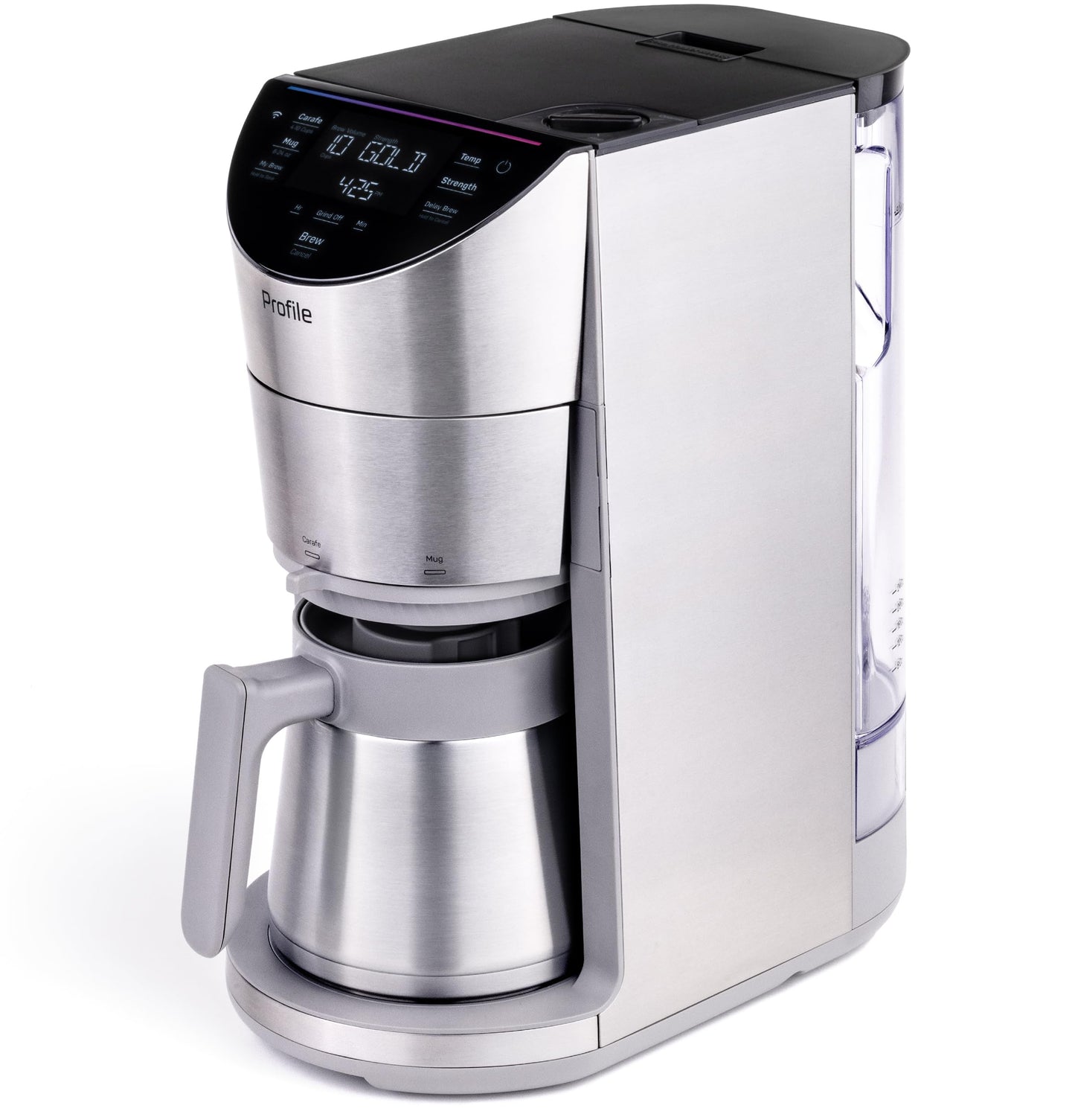 GE Profile Smart Grind & Brew Coffee Maker w/Podless Single Serve, 90oz Water Reservoir, 10 Cup Thermal Carafe, Voice Control, Adjustable Burr Grinder, SCA Certified, Barista-Quality, Stainless Steel