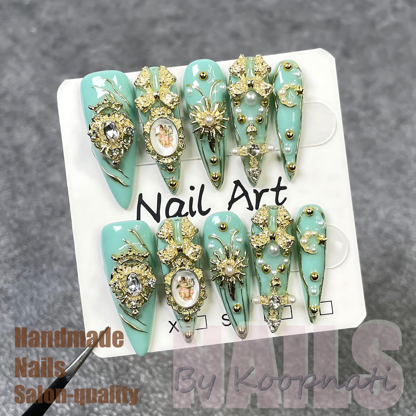 Handmade Press On Nails Almond Pink Homemade Press On Nails French Tip With 3D Design Flower Fake Nail Art For Women S