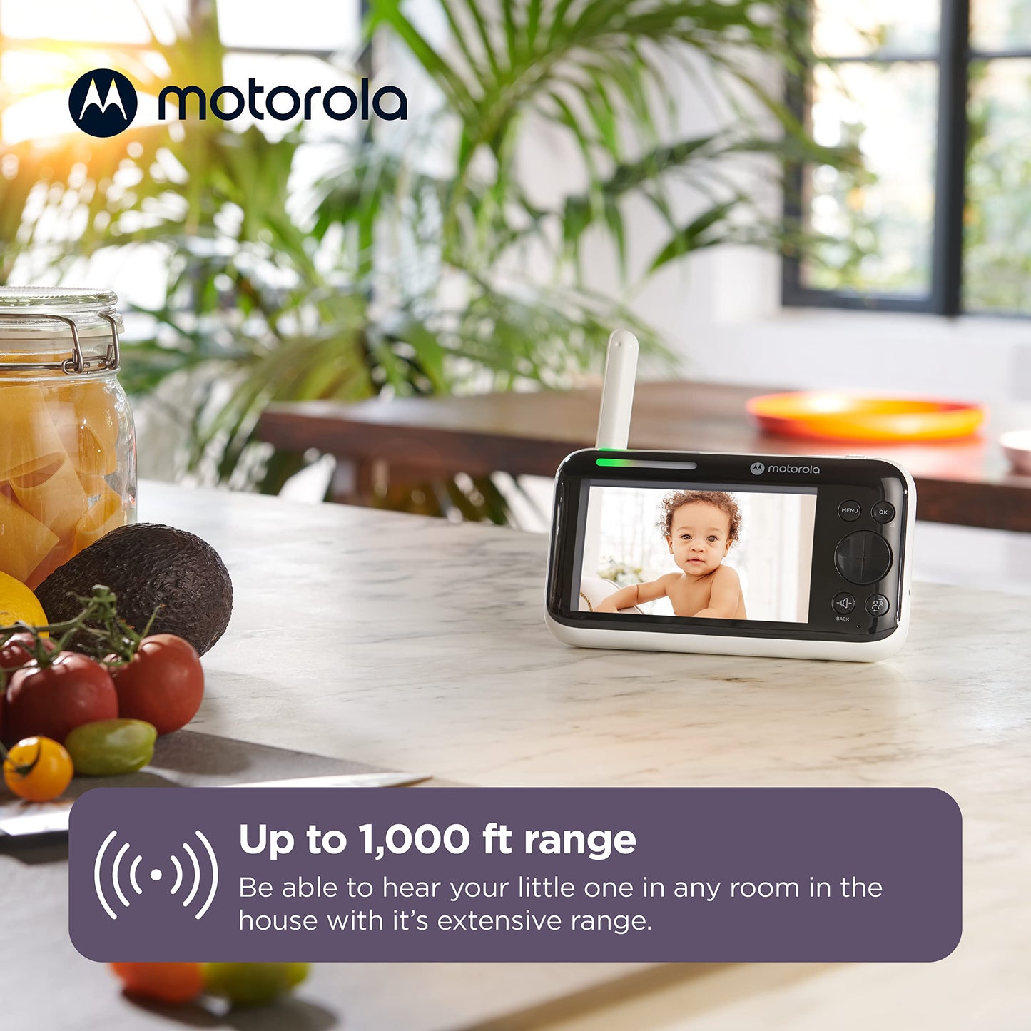 Motorola Nursery PIP1510 Connect Baby Monitor Camera, 5", WiFi, Wall Mount, HD 1080p, 1000ft Range, 2-Way Audio, Pan/Tilt/Zoom, Room Temp, Lullabies