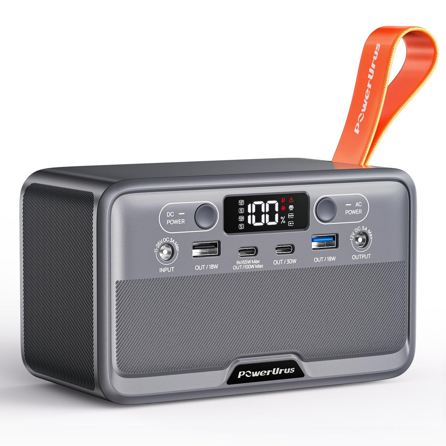Portable Power Station, PowerUrus 28,000mAh Solar Power Bank, LiFePO4 Battery Backup with 100W/110V AC Outlet, DC & PD Fast Charging, Samll Generator for Dash Cam, Home, Camping, Office, TSA Approved