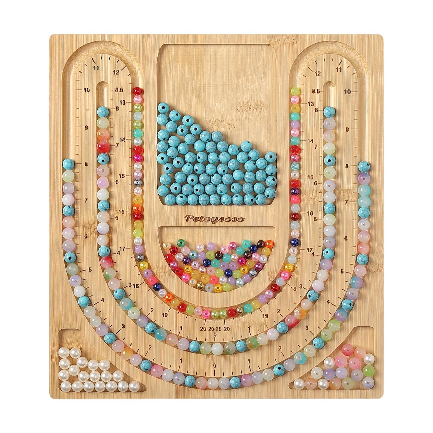 Petoysoso Bead Board for Jewelry Making, Bamboo Beading Board for Jewelry Bracelet Making, DIY Bracelet Bead Board