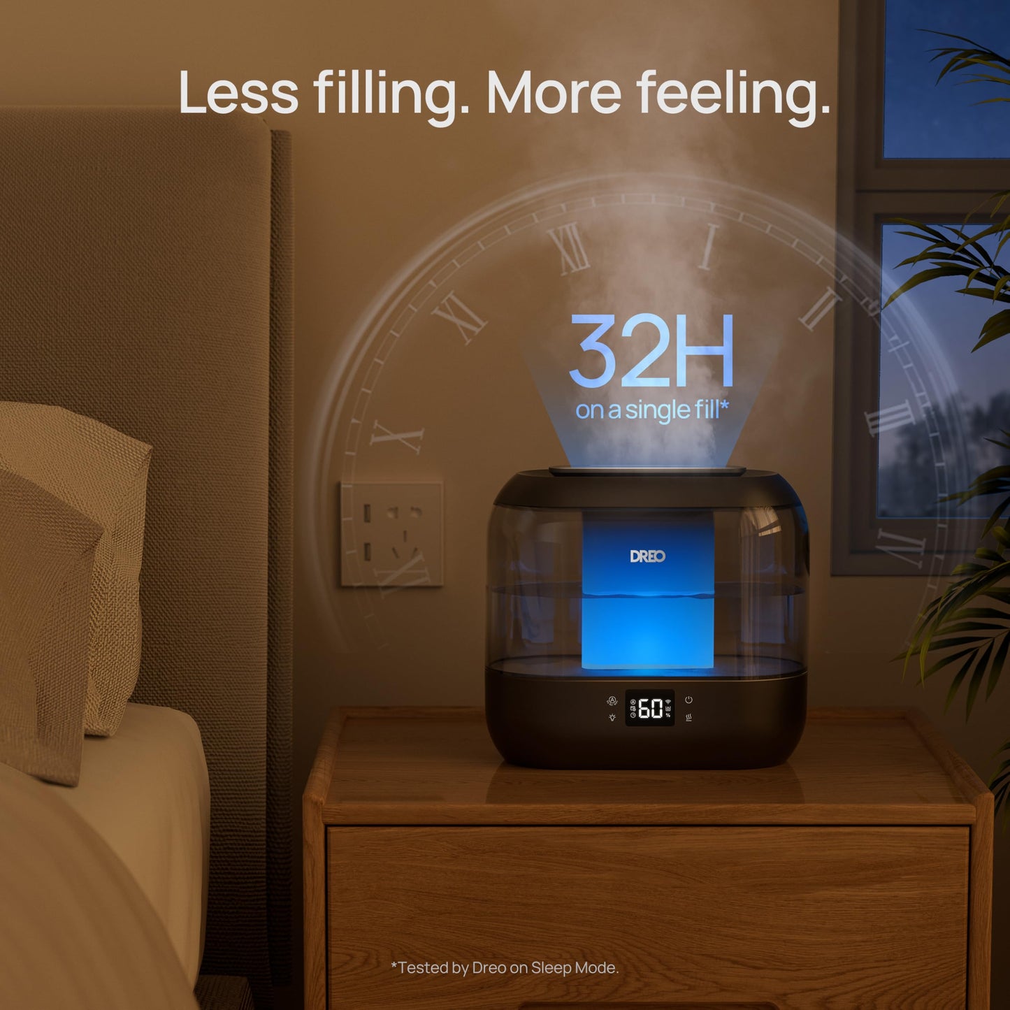 Dreo Smart Humidifiers for Bedroom, Top Fill 4L Supersized Humidifier Large Room with 28 dB, 36H Runtime, Touch/APP/Voice Control, Nightlight, Cool Mist Humidifiers for Baby, Plants, Indoor, Black