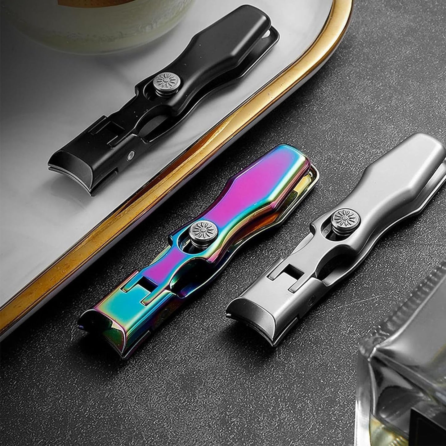 Ynyjzz Luxgrip Nail Clippers, Sherum Nail Clipper, Satismoon Nail Clipper, German Nail Clippers for Men, Nail Professional Nail Clippers with Catcher, Ultra Comfort Clip Nail Clippers for Men (Black)