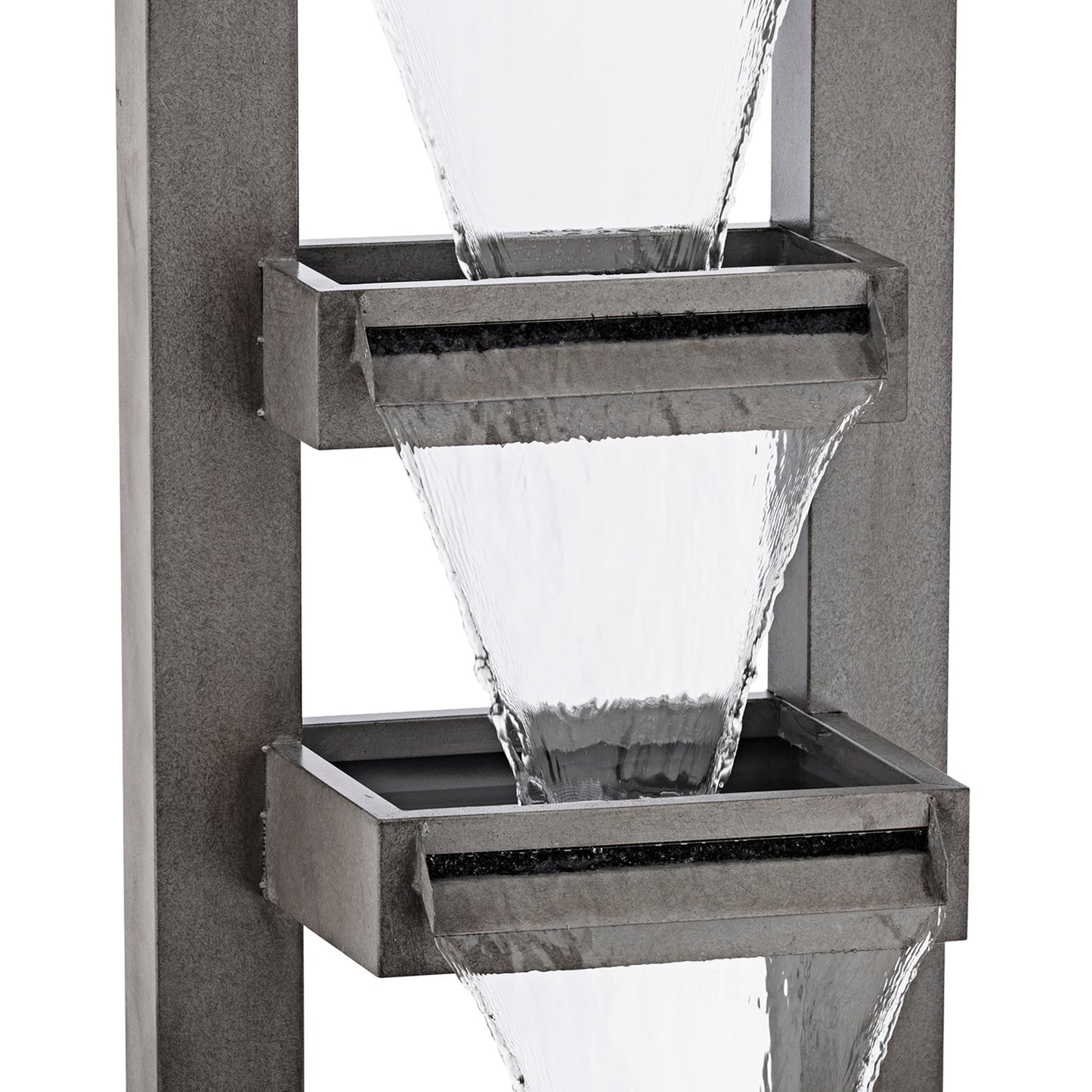 Alpine Corporation 43" Tall Multi-Tier Waterfall Fountain - Industrial Style Water Feature for Garden, Patio, Yard, Backyard, Relaxing Water Flow, and Serene Landscaping, Gray