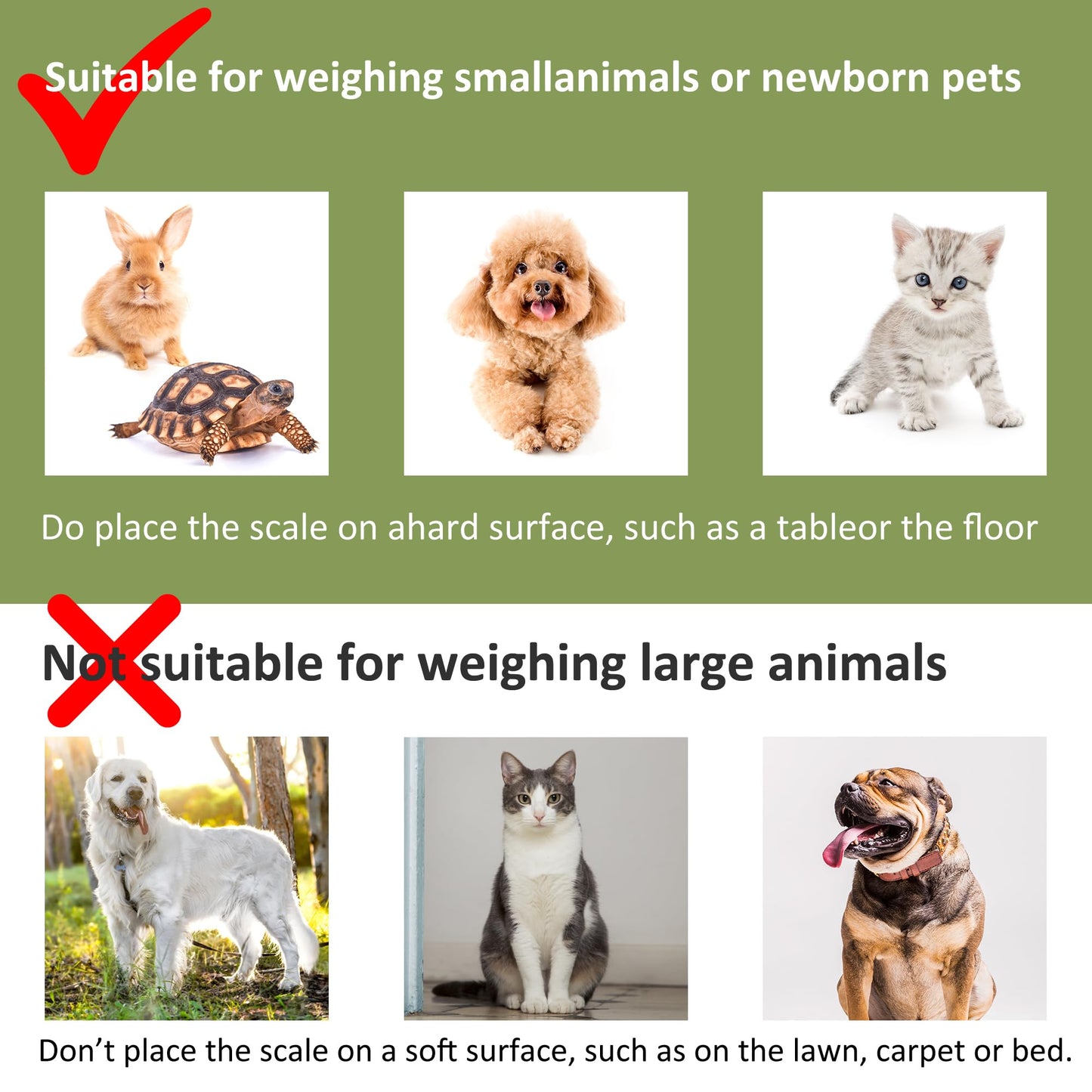 MomMed Portable Pet Scale with Hold & Tare Function, Precision Digital Scale for Newborn Puppy to 33lb