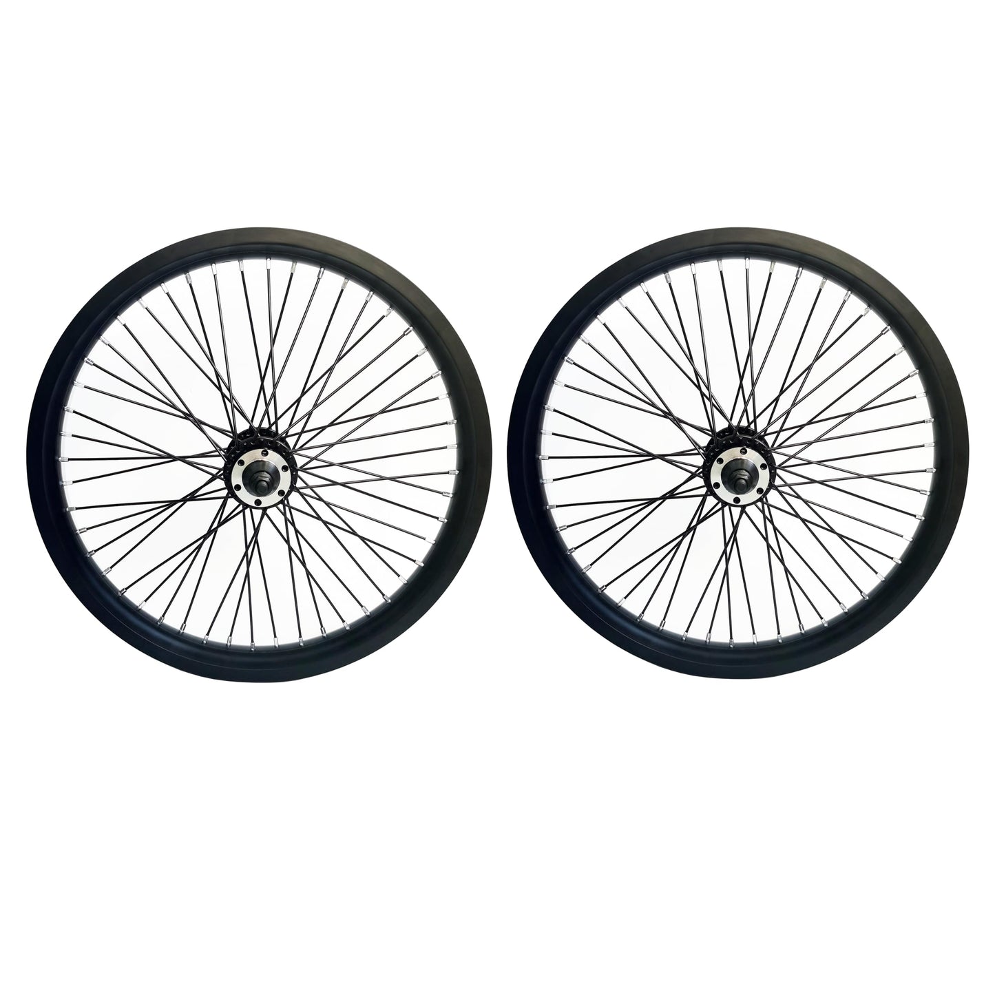 DONSP1986 20 inch x 1.85" Heavy Duty Bike Rim Wheels Set, 12 Gauge 48 Spokes Wheelset, Double Wall Aluminum Alloy 20" Bicycle Rims Set (Front & Rear) (Black) Disc Brake