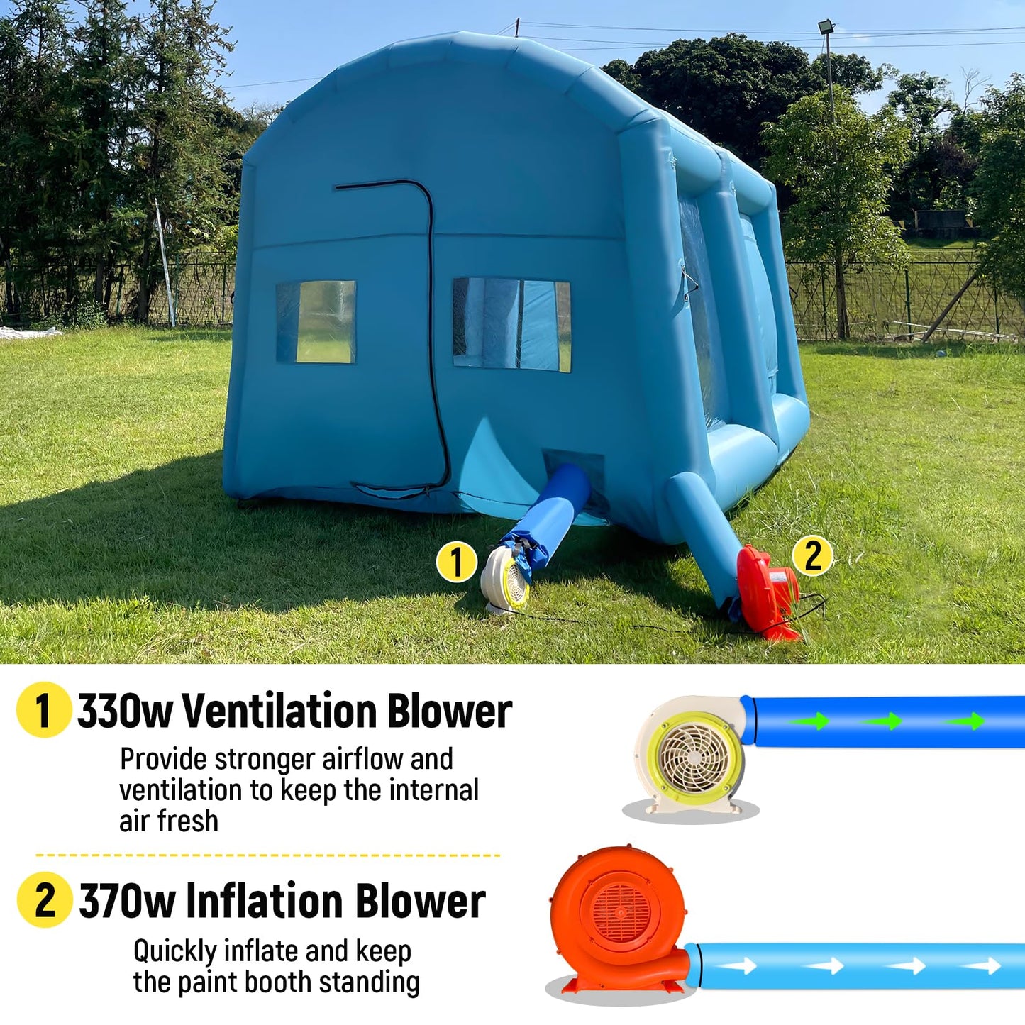 Inflatable Paint Booth,13x9.8x8.7FT Portable Paint Booth Tent with Blower,Inflatable Spray Booth for Painting DIY Car Truck Motorcycle Furniture Parts Paint Renovation,Parking Workstation