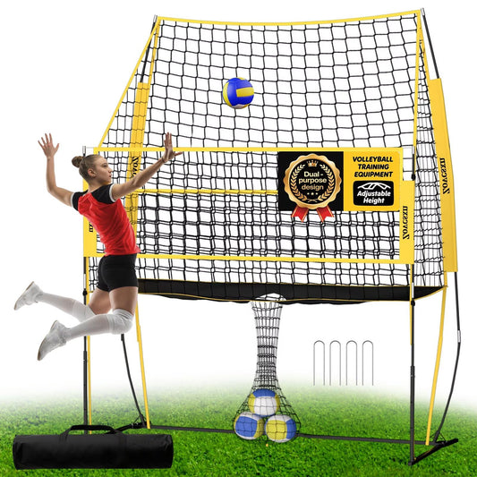 Volleyball Training Net, Portable Adjustable Trainer for Serving Spiking & Setting – 3-in-1 Height Settings for Kids Teens & Adults, Sturdy Steel Frame for Backyard Beach Gym Indoor/Outdoor Practice