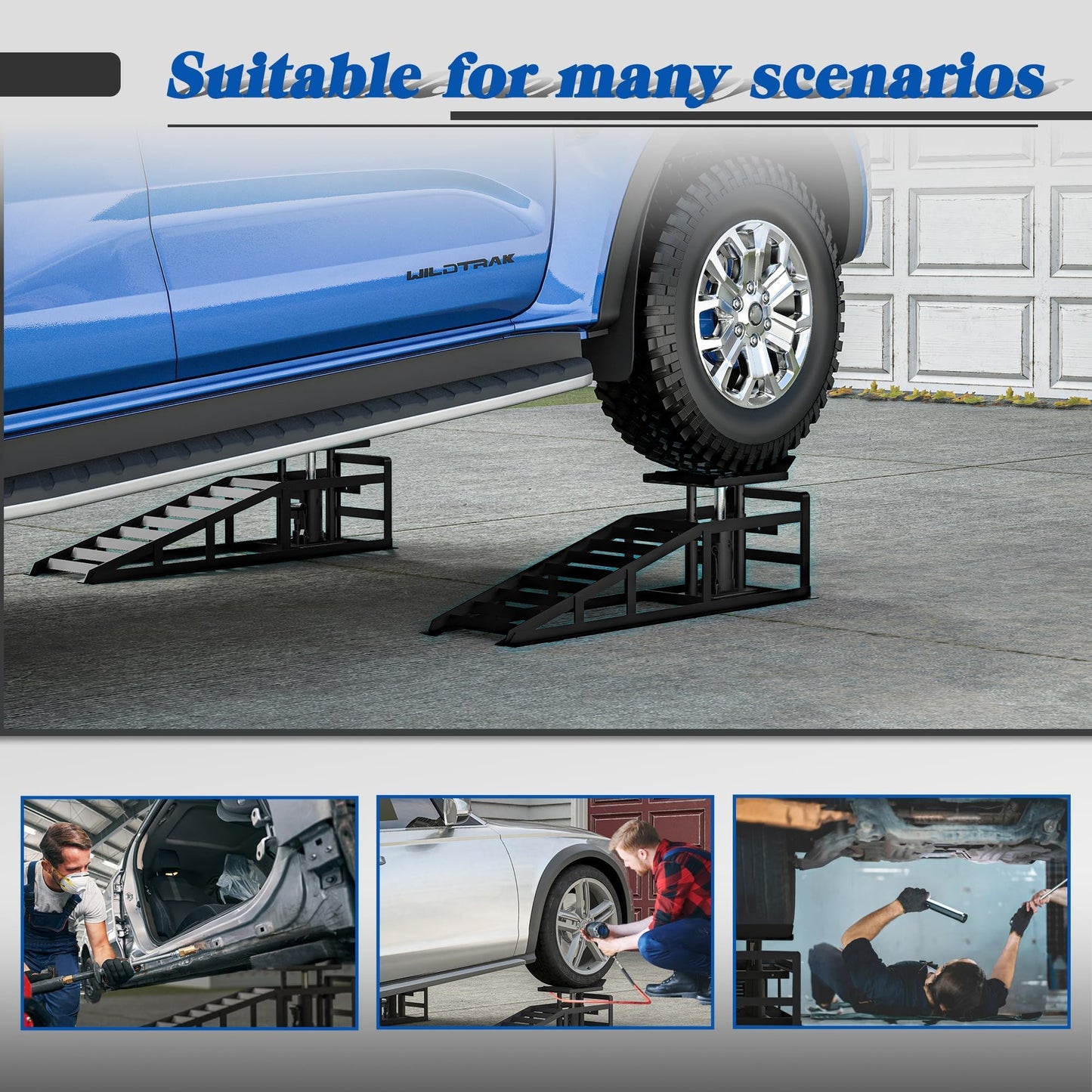 2 Pack Hydraulic Car Ramps 5 T 10000 LBS Low Profile Car Lift Service Ramps Truck Trailer Garage,Height Hydraulic Vehicle Ramps