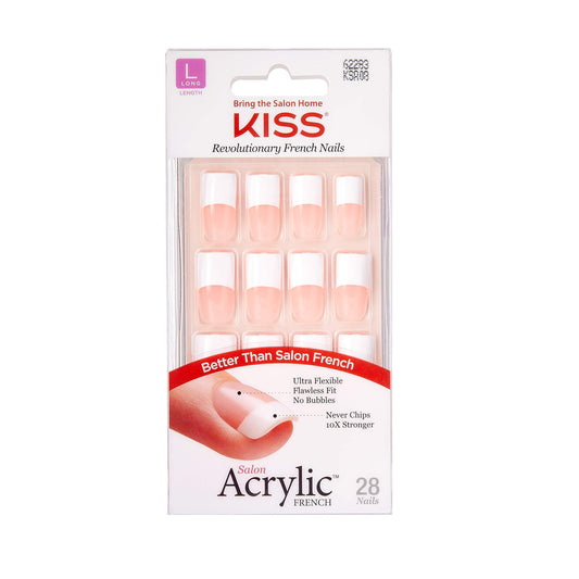 Kiss Salon Acrylic French 28 Count Long Length Nude (Pack of 2)