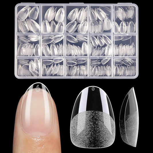 LOVEALERT Press on Nails Short Almond Shape – 510Pcs Soft Gel Nail Tips Full Cover False Nails for DIY Manicure at Home, 15 Size Pre-Shaped Acrylic Press On Nails Soak Off Easy Nail Extensions