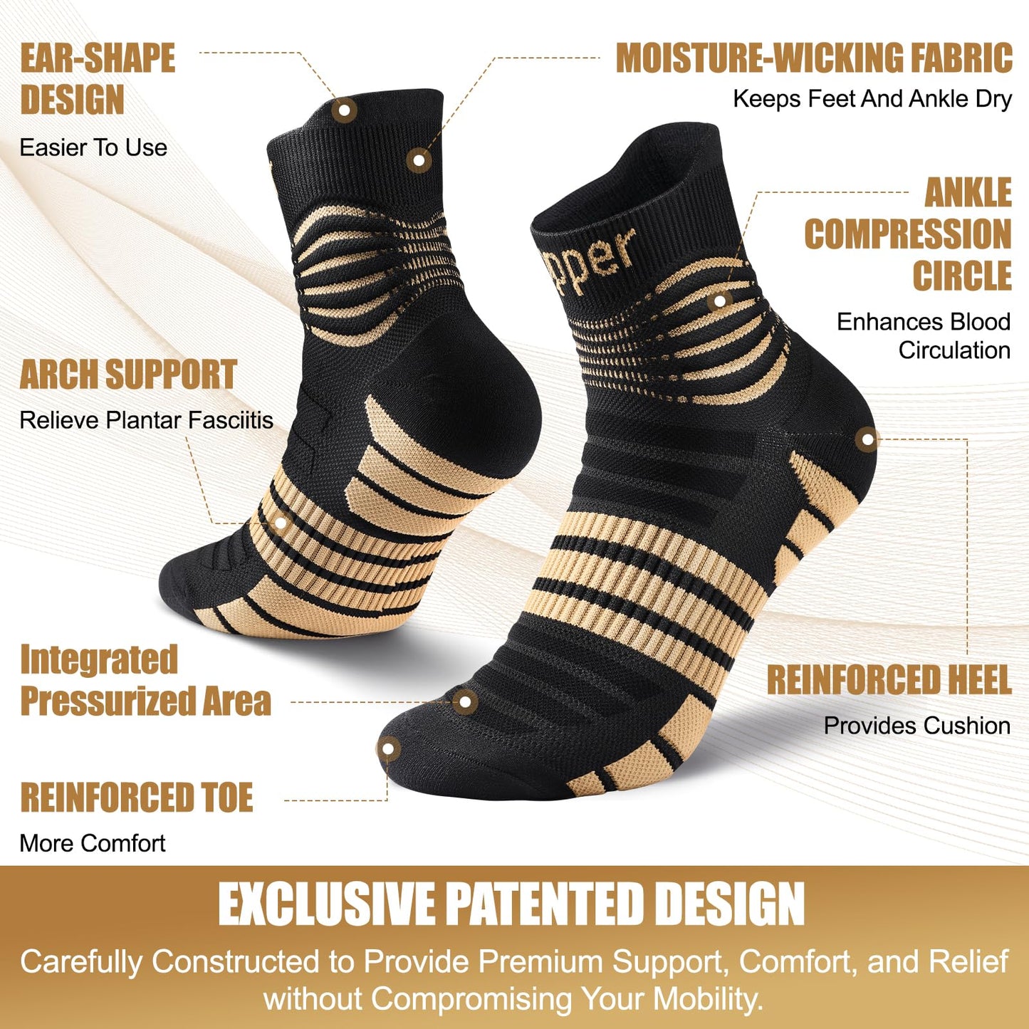 NEENCA Copper Compression Socks, Medical Ankle Support Socks for Injury Recovery & Pain Relief, Sport Protection, Women & Men Circulation, Swelling, Runner, Travel, Pregnancy, Flying—1 Pair, 20-30mmHg
