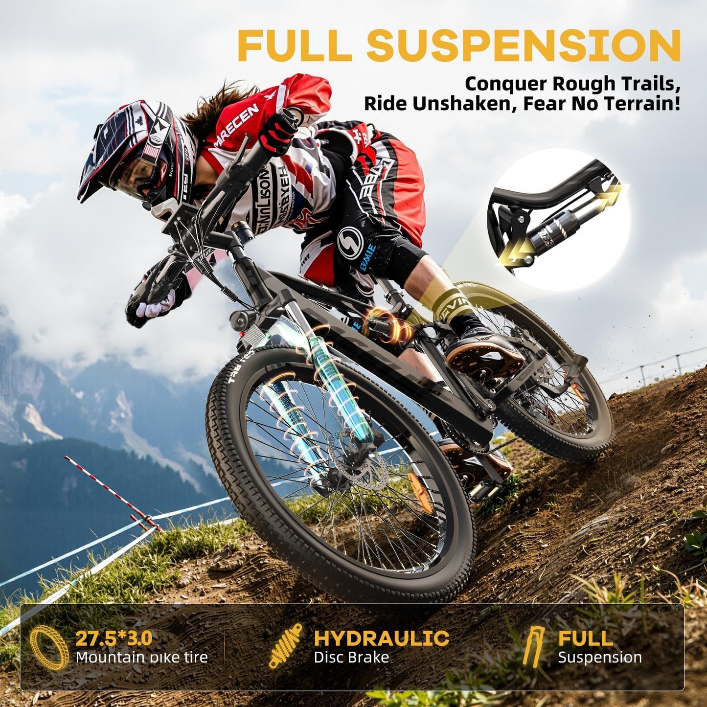 PASELEC Electric Bike for Adults, 27.5''*3.0 City Mountain Ebike with Peak 1000W 35MPH Brushless Motor, 768Wh Removable Battery, Up to 70 Miles Range 8-Speed &Dual Hydraulic Suspension Shock Absorber