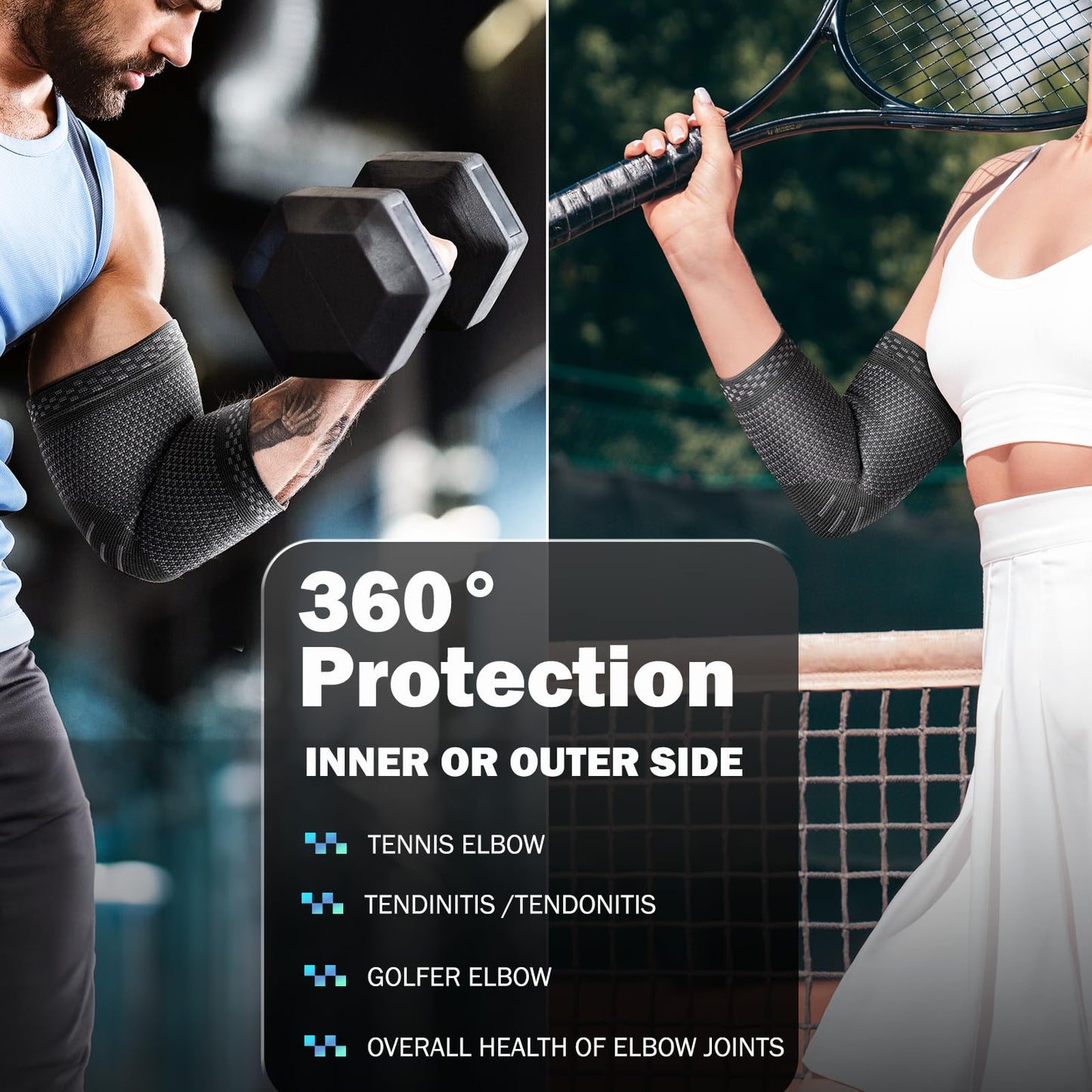 POWERLIX Elbow Brace Compression Support - Elbow Sleeve for Tendonitis, Tennis Elbow Brace and Golfers Elbow Treatment, Arthritis, Workouts, Weightlifting – Reduce Elbow Pain (Black, L)