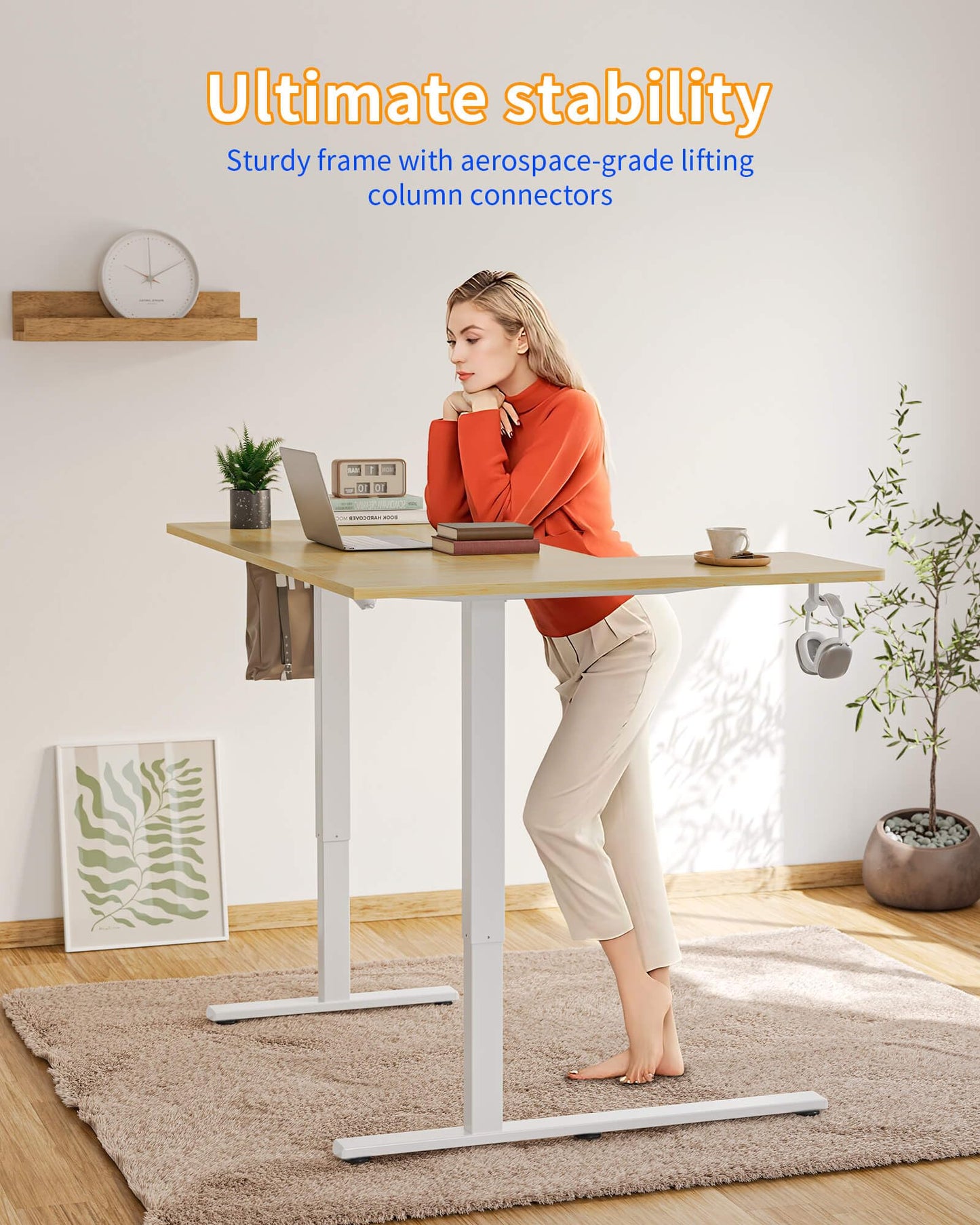 YIHAYO Reversiable L-Shaped Electric Standing Desk, 59 Inches Stand Up Corner Desk, Sit and Stand Up for Work Office Home, Ergonomic Rising Computer Table with Splice Board, Natural
