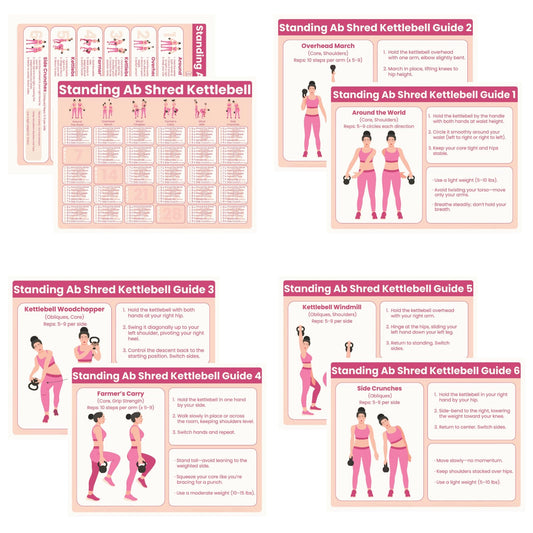 Auroscent 30-Day Standing Ab Kettlebell Workout Plan – Core Training Program, Exercise Charts, No Floor Ab Routine for Home Gym, Step-by-Step Guides + Workout Schedule