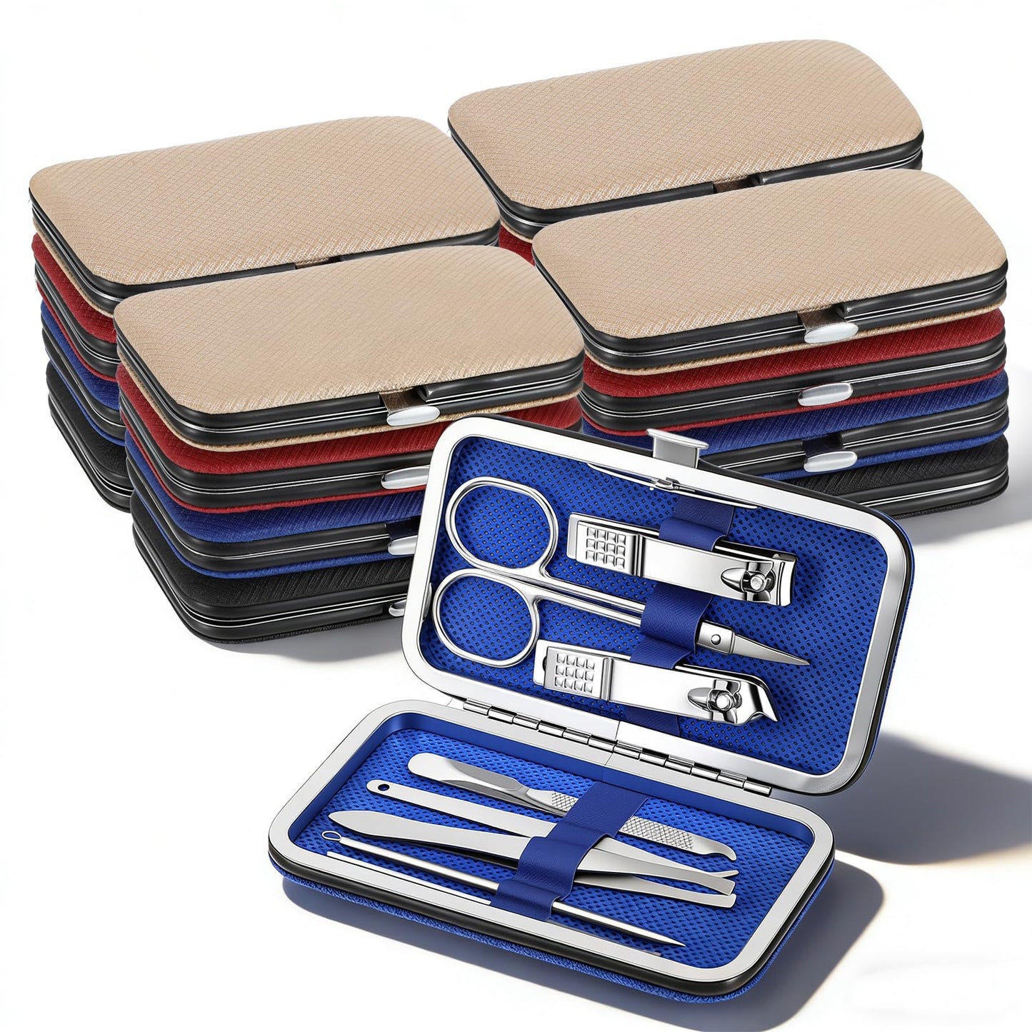 12 Pcs Stainless Steel Manicure Set, Professional Nail Clippers and Pedicure Kit with Travel Case, 8 In 1 Grooming Tools for Women and Men, Bulk Personal Care Gift, Colorful