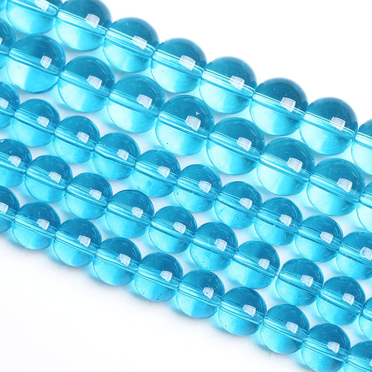 8MM 46PCS Light Blue Glass Spacer Loose Beads for Jewelry Making DIY Bracelet Necklace