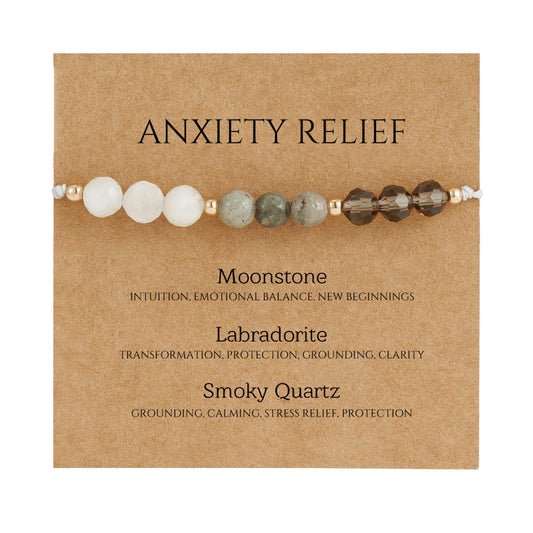 Fezodo Anxiety Relief Bracelet for Women Men, Stress And Anxiety Reliefs Healing Crystal Gemstone Natural Stone Beaded Bracelets Christmas Valentines day Birthday Gift for Women men