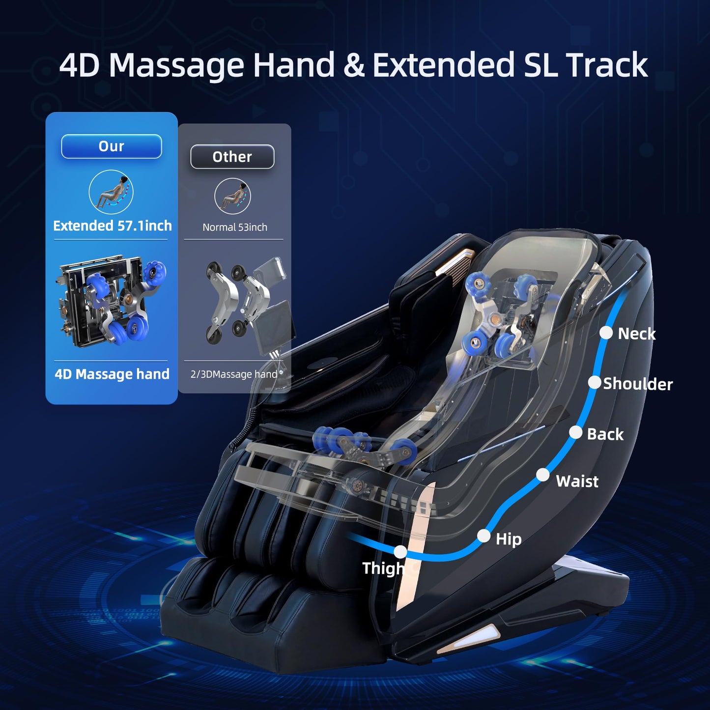 4D Massage Chair Full Body Zero Gravity SL-Track Real Relax Massage Chair Recliner-Shiatsu,Heat,Calf-Extension,20-Massage Technique,Thai Yoga Stretch,Foot Roller,AI Voice,Touch Screen,Wireless Charge