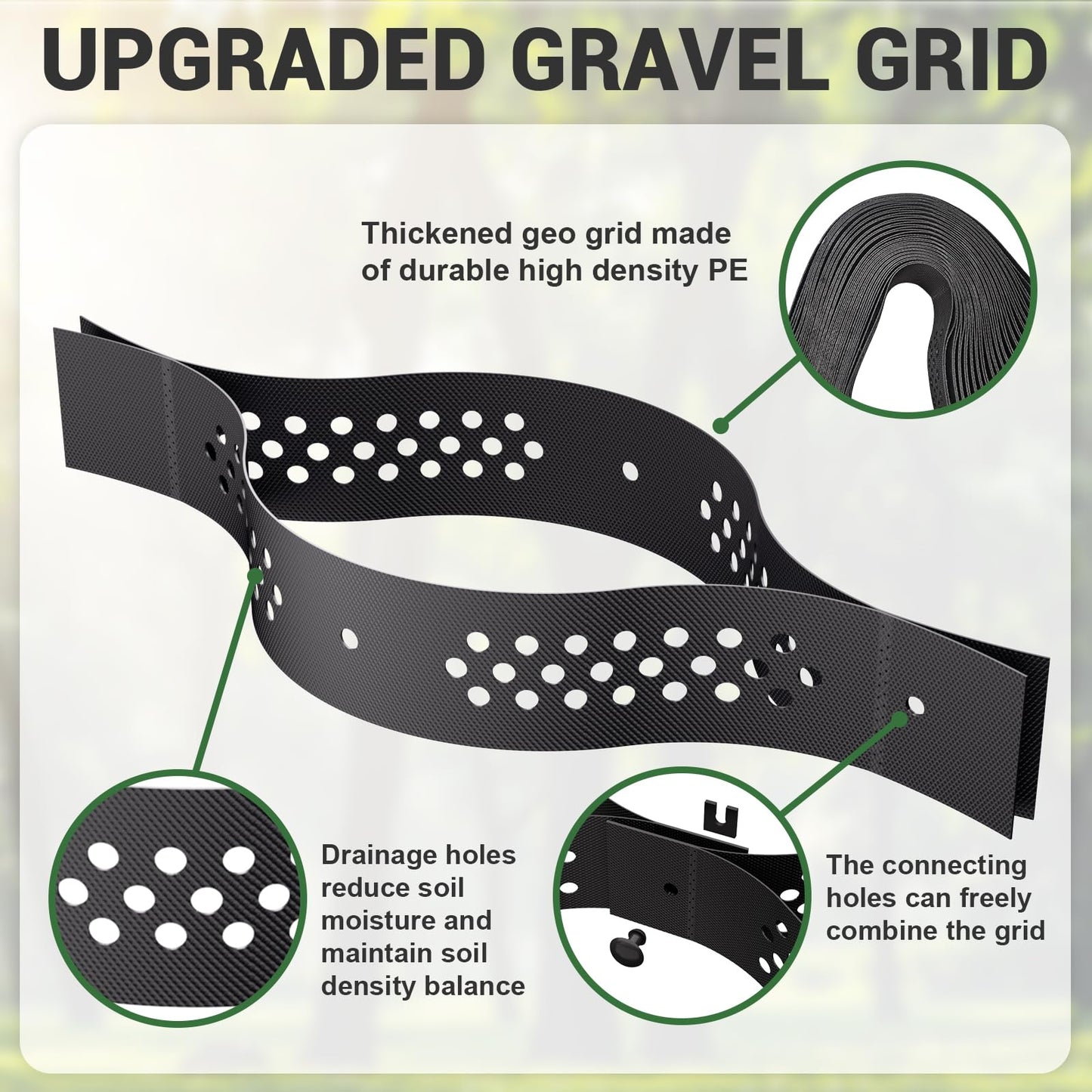 Gravel Grid 9x17.5 FT with 15Pcs Landscape Staples, 2'' Thick Geogrid Ground Grid 2200 lbs per Sq Ft Erosion Control Geo Grid for Driveway, Walkway, Horse Paddock, Patio, Parking Lot, Slope