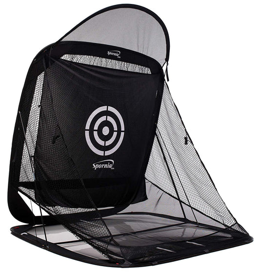Spornia SPG-7 Golf Practice Net - Automatic Ball Return System W/Target Sheet, Two Side Barrier (with Roof)