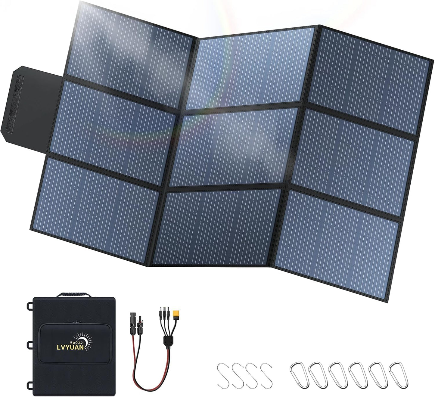 LVYUAN 400W Portable Solar Panel, 20V Foldable Pillow-Sized Solar Panel IP64 Waterproof, Upgraded 23% Efficiency for Solar Power Station Generator for Outdoor Camping Backpacking Hiking