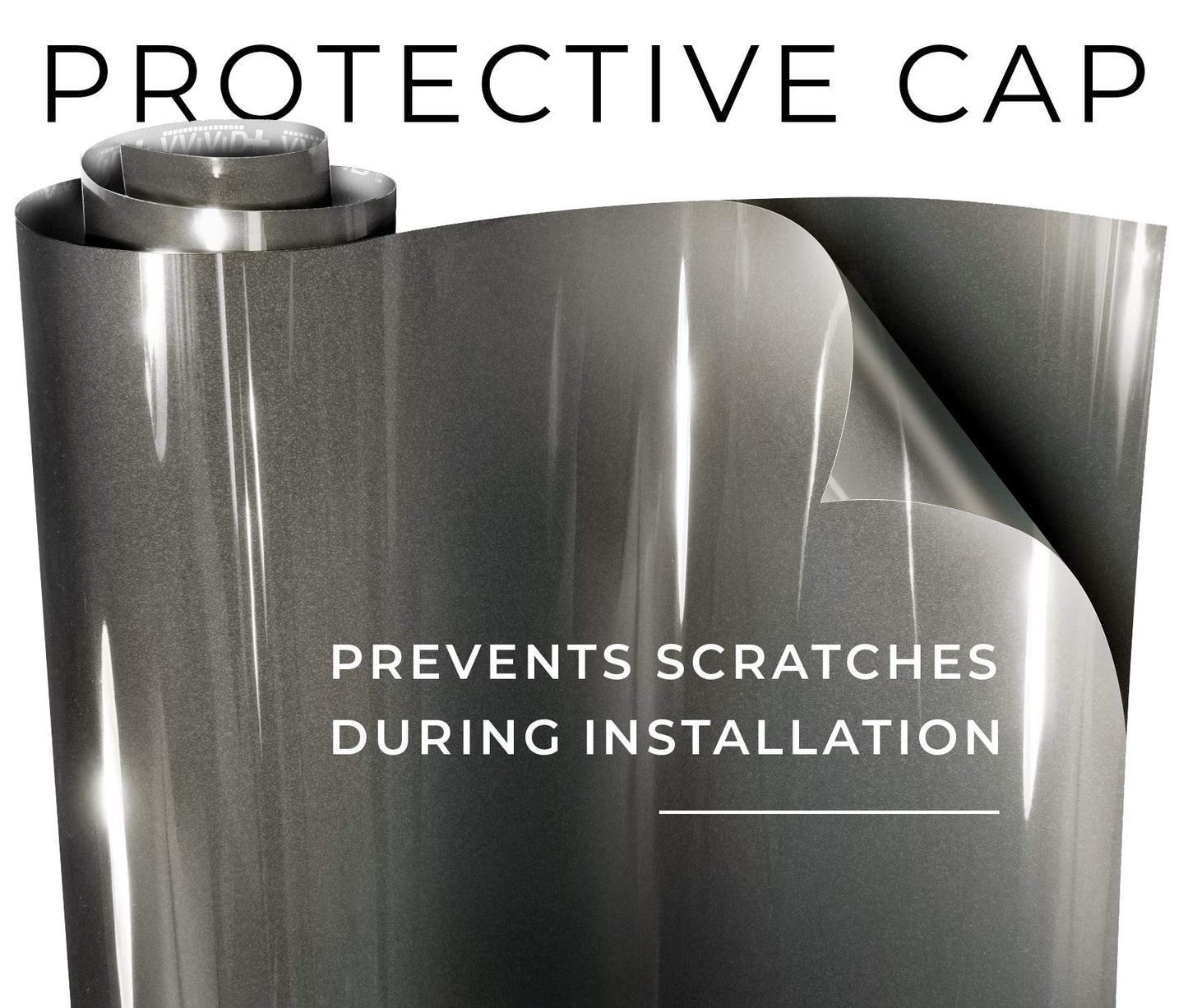 VViViD+ Ultra Gloss Candy Metallic Charcoal Grey Vinyl Car Wrap Premium Paint Replacement Film Roll with Nano Air Release Technology, Stretchable Protective Cap Liner, Self Adhesive (50ft x 5ft)