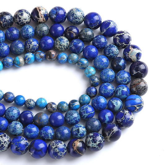 6MM 60PCS Natural Stone Blue Sea Sediment Jasper Loose Beads for Jewelry Making DIY Bracelet