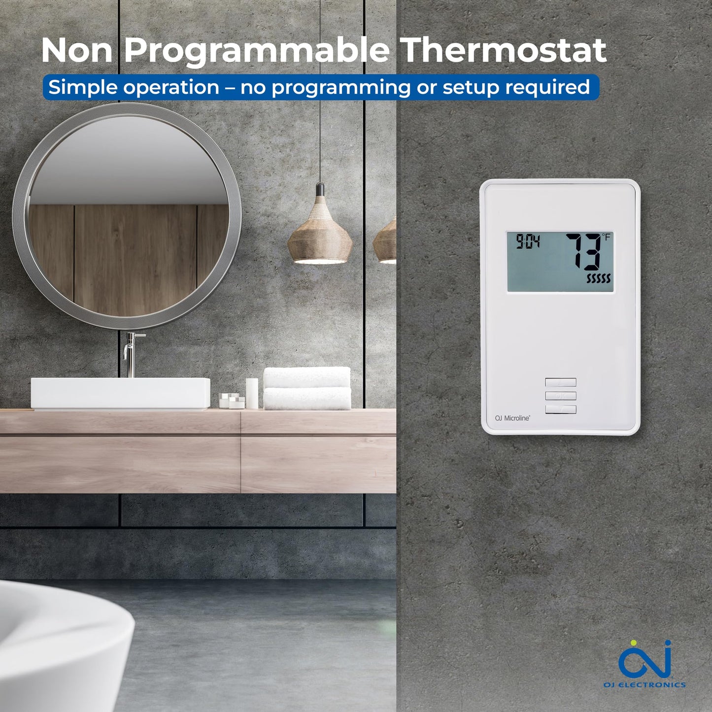 OJ Microline UTN4 Radiant Floor Heat Thermostat w/Class A GFCI - 120/240v Radiant in Floor Heating Thermostat Non-Programmable - Dual Sensing - Includes Sensor - 3-Year Warranty & USA Product Support