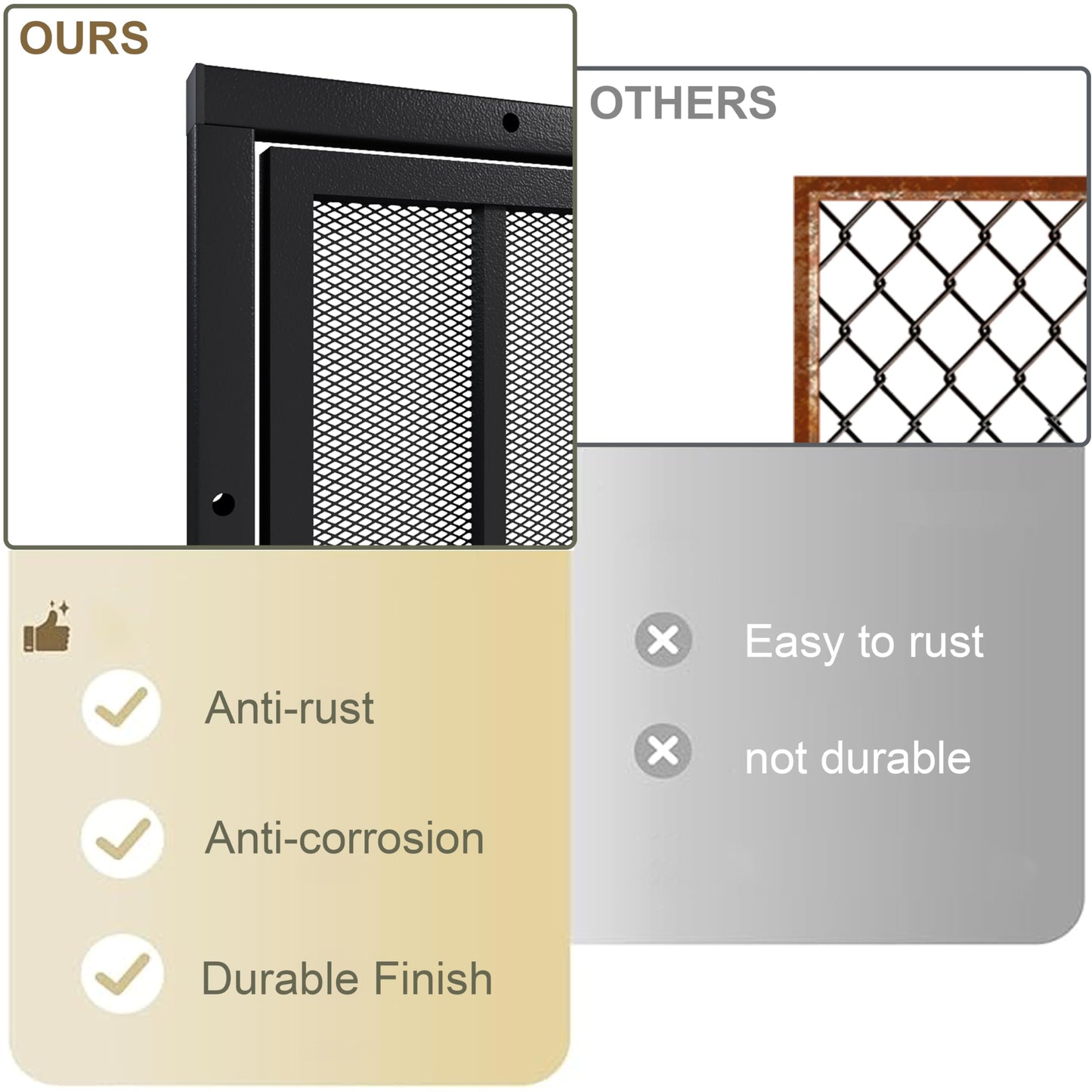 JUBEST 36 in. x 80 in. Security Screen Door, Reversible Powder Coated Black Surface Mount Outswing Steel Security Door with Expanded Metal Screen, Prehung Steel Exterior Doors, Durable&Safe