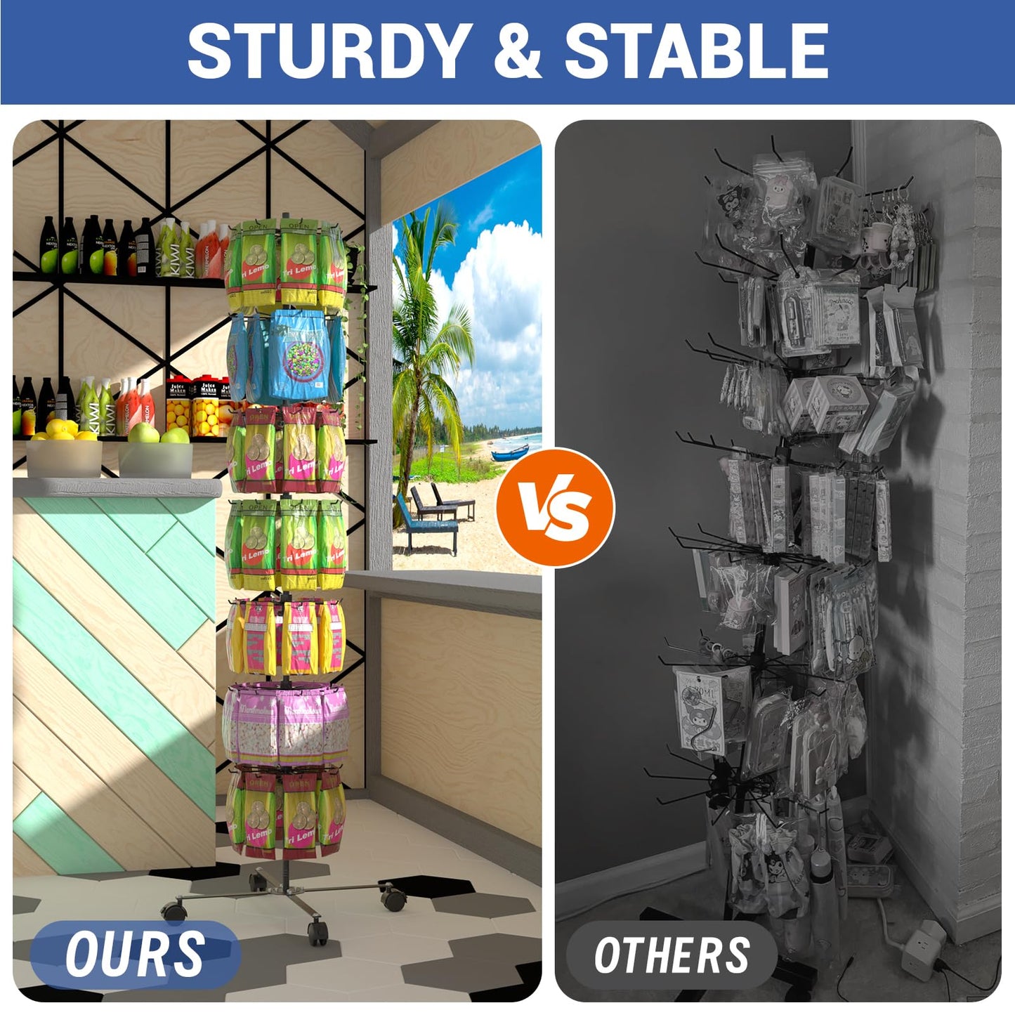 Scisum Retail Display Stand 7 Layer - Alloy Steel Jewelry Display for Vendors - 360°Rotating Display Stand for Jewelry, Key Chain, Cotton Candy