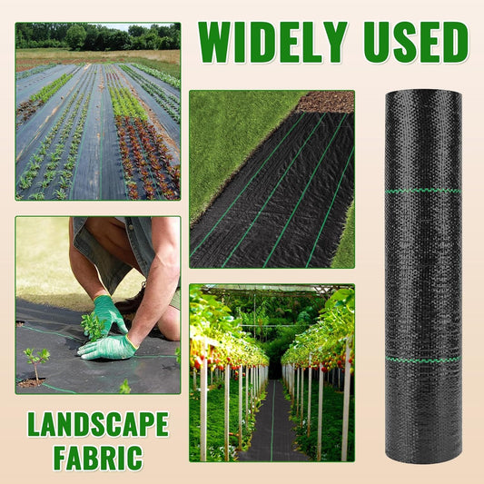 GRASSCLUB 6ft x 300ft Weed Barrier Landscape Fabric Heavy Duty Premium Weed Control Fabric Durable & Eco-Friendly Weed Block Gardening Mat (3.2oz) (LTTY-W6-300)