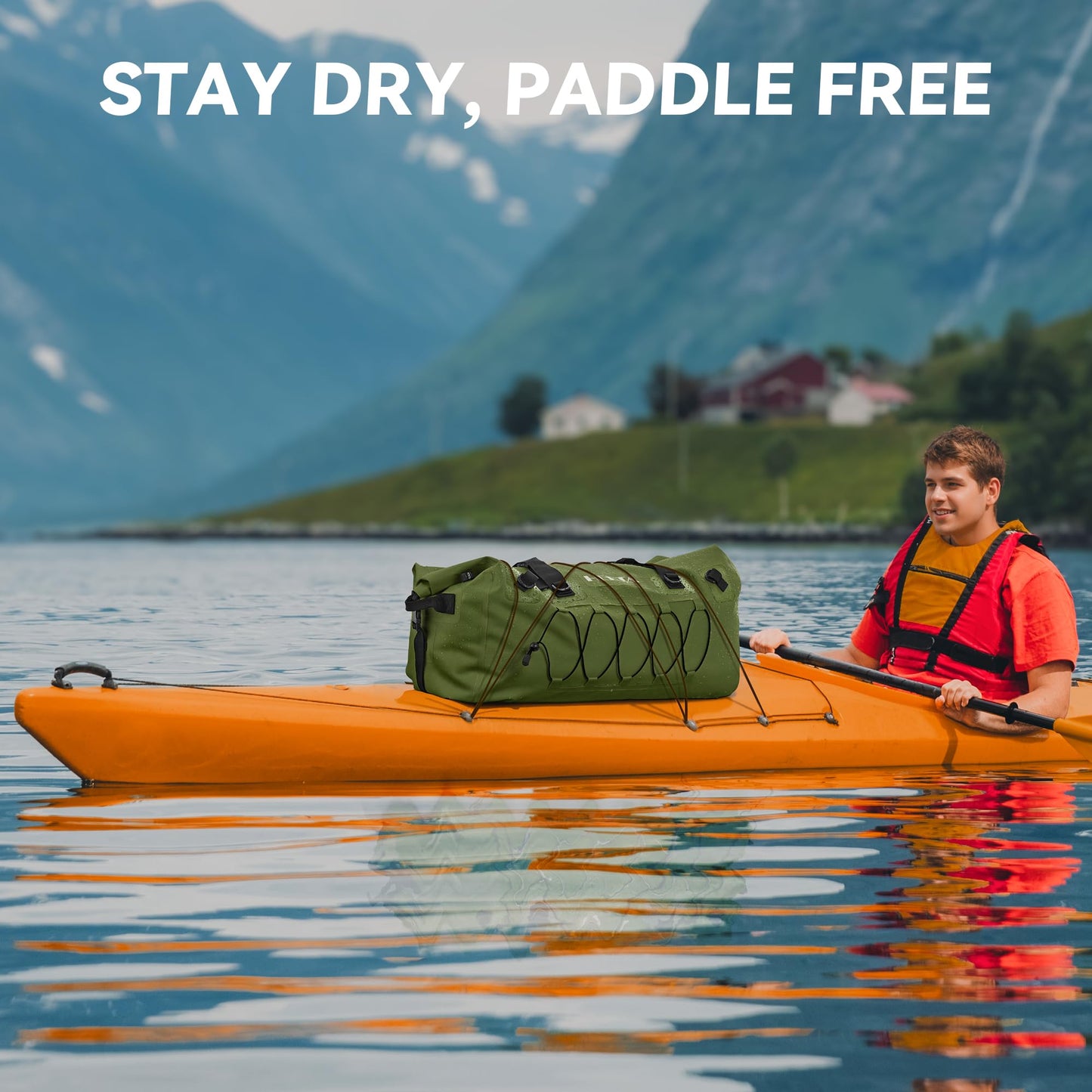 HEETA Waterproof Duffel Bag Motorcycle Dry Bag Backpack, Extra Large Rolltop Travel Duffle Bags with Straps & Handles for Kayaking Rafting Boating Canoeing Camping Gym Beach (Green, 110L)