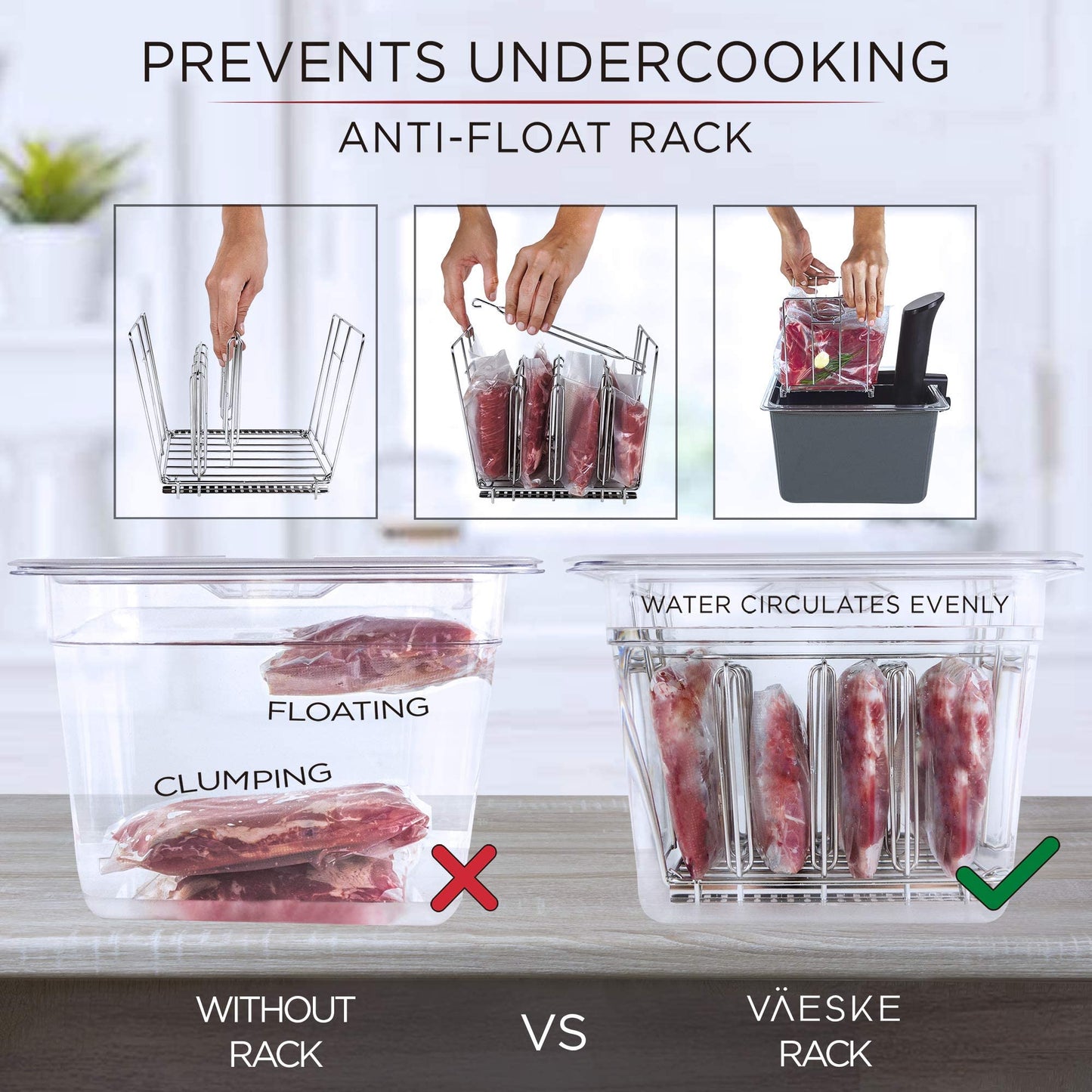 Väeske 12 + 26 QT Sous Vide Container Set with Racks, Lids & Insulating Sleeves – Complete Dual-Size Sous Vide Accessories Kit – Fits Anova, Joule, Instant Pot, Nano